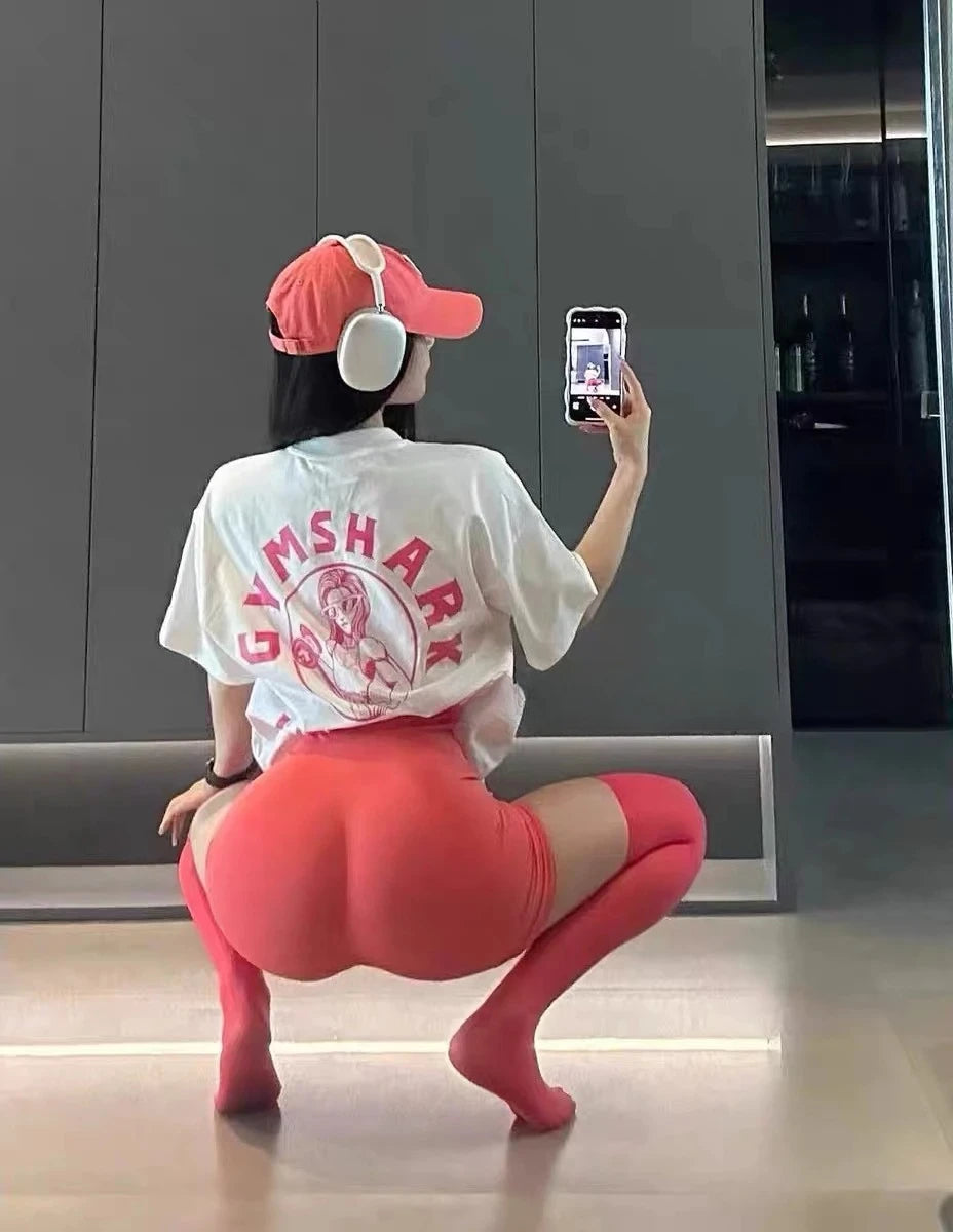 The 2025 Bestseller Pure New Fitness T-shirt with A Sporty Short-sleeved Latte Top Is Loose and Sporty Women Clothing Harajuku