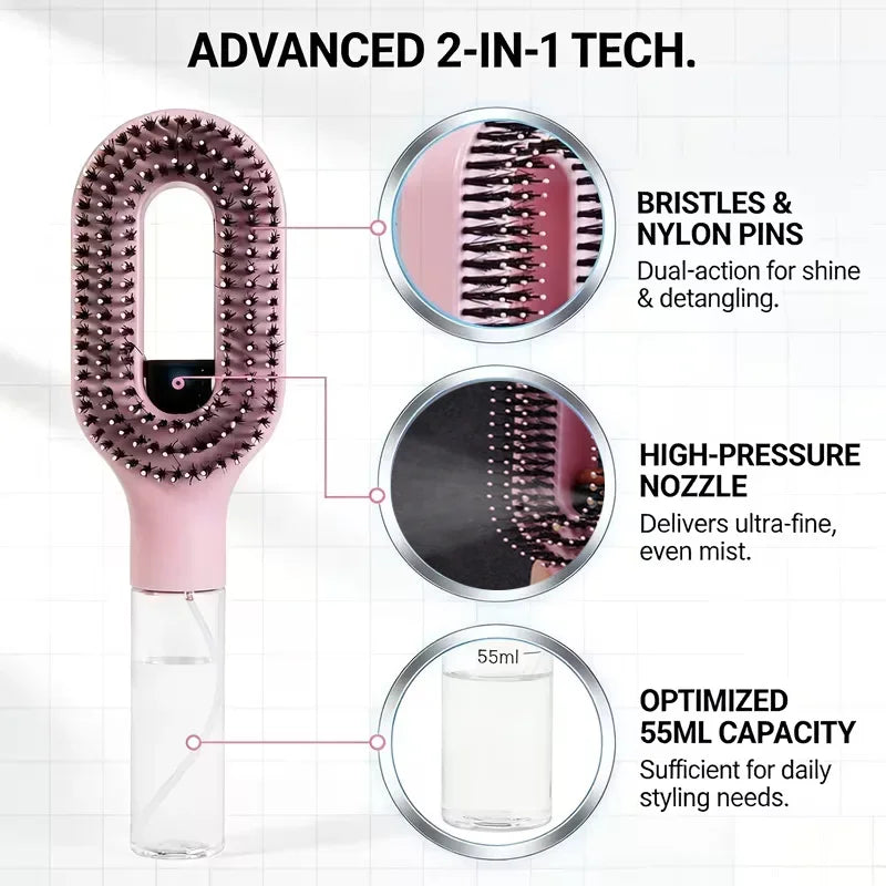 2in1 MistFlow Detangling Hair Brush